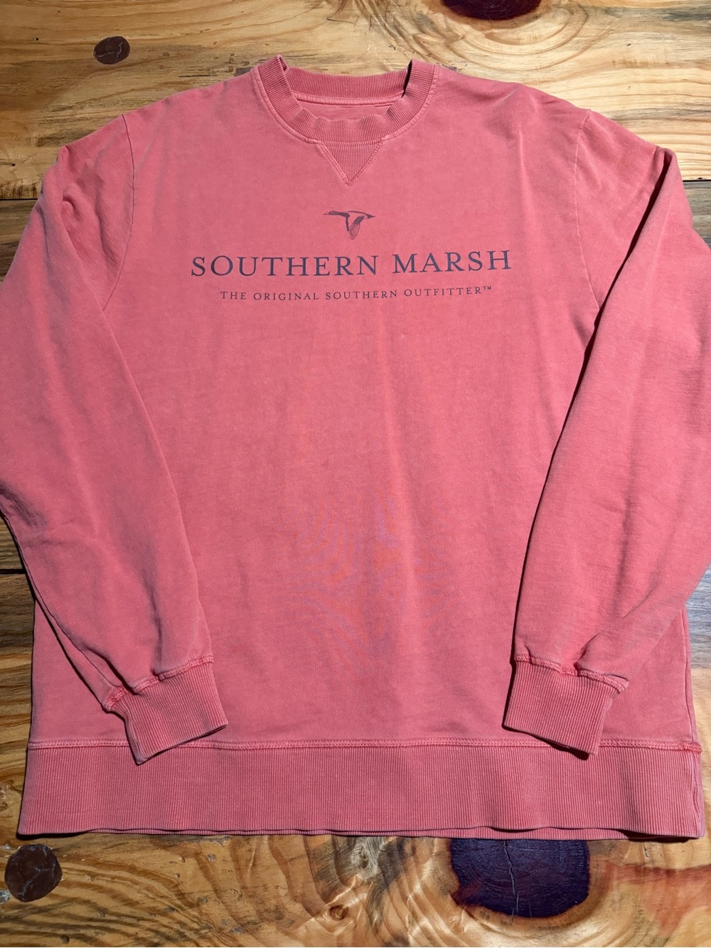 Southern Marsh Women’s Coral-Soft Orange Crewneck Sweatshirt, Medium